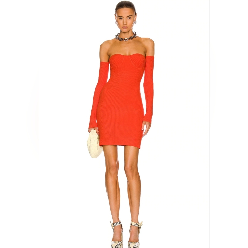 HELMUT LANG *HOT* Contour Mini Dress in Poppy Size S MSRP $395 Item 0579
